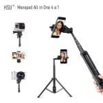 Селфи стик 4 в 1 HSU Monopod All in One - Selfie stick 4 in 1 HSU Monopod All in One - Tripod + Bluetooth remote + Camera stand