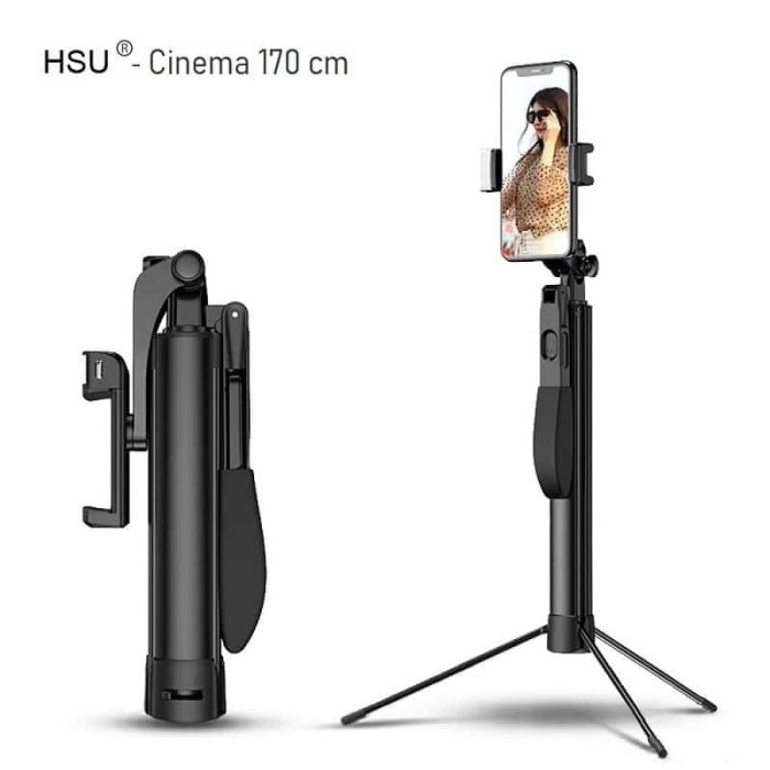 Селфи стик 5 в 1 HSU Cinema 170 см - Видео стабилизатор | Tрипoд + Bluetooth дистанционно