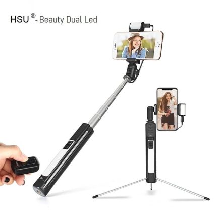 Селфи стик 6 в 1 HSU Beauty Dual Led - Selfie stick 6 in 1 HSU Beauty Dual Led - Tripod + Bluetooth remote_001