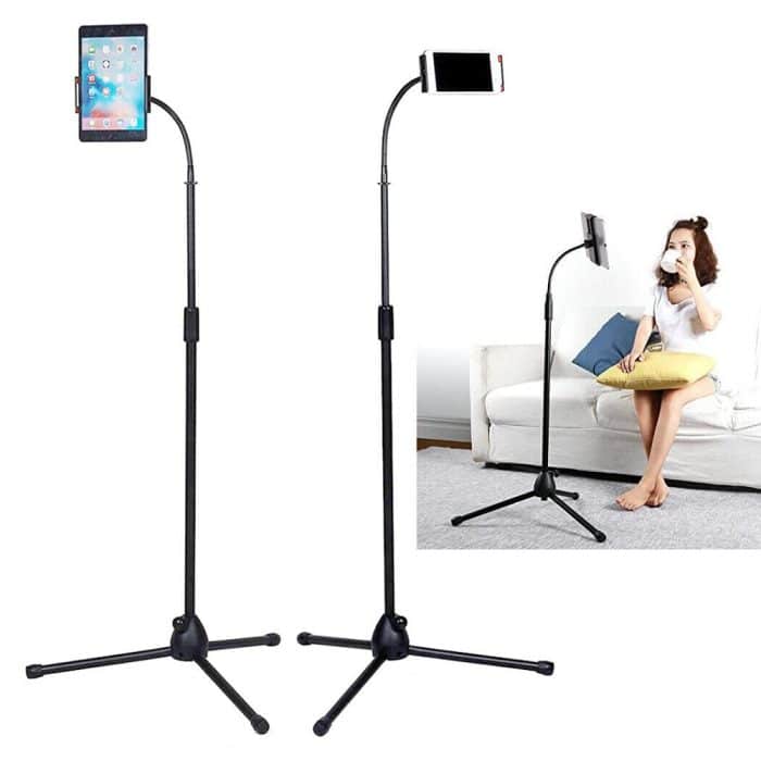 universal phone tablet mount tripod 360 rotating adjustable floor stand 02 - selfiestick.bg