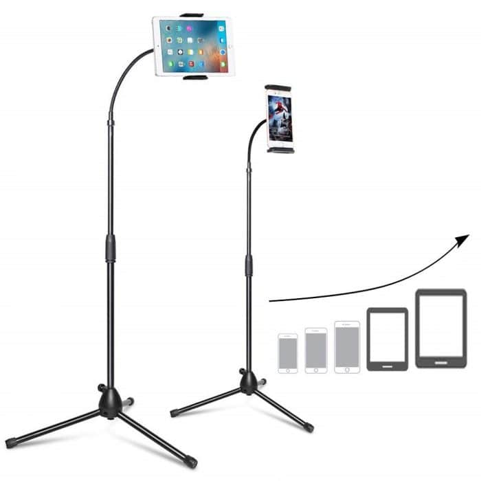 universal phone tablet mount tripod 360 rotating adjustable floor stand 03 - selfiestick.bg